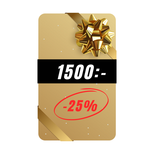 Presentkort 1500 kr + 25% Rabatt på hela sortimentet